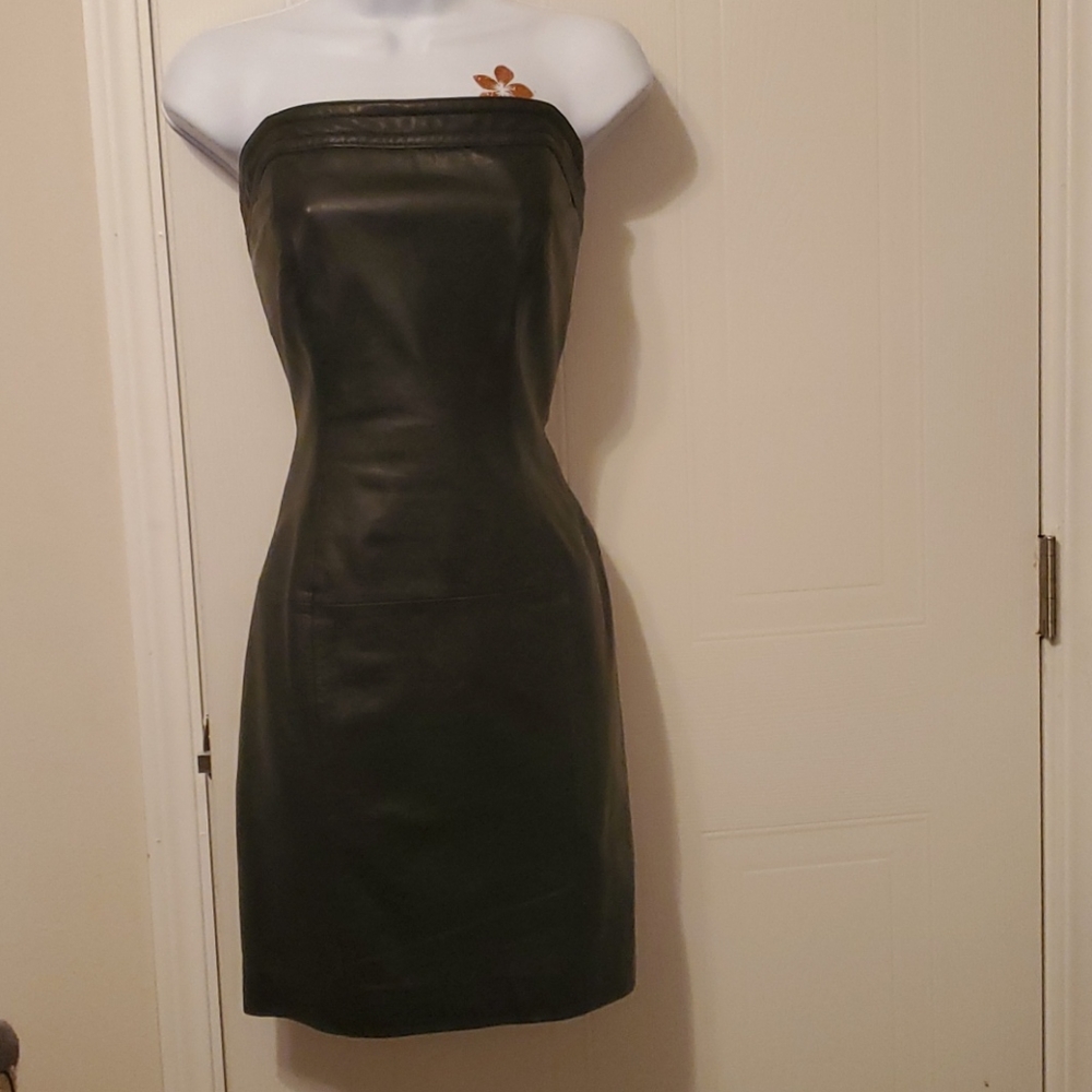 Strapless Leather Dress